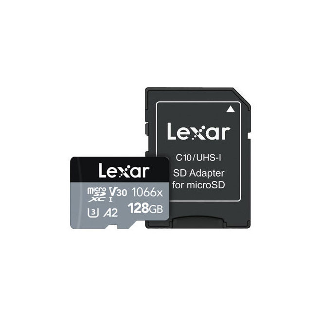 کارت حافظه microSDXC لکسار مدل 1066X کلاس A2 استاندارد UHS-U3 سرعت 160MBps ظرفیت 128 گیگابایت(+آداپتور)