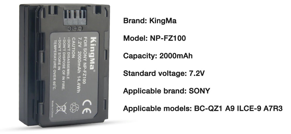 NP-FZ100 KingMa Camera Battery