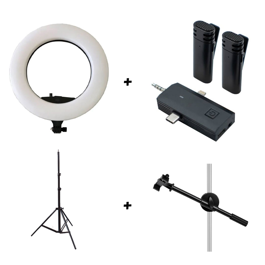 کیت رینگ لایت VERTA 3161 II + کیت پایه نور و هولدر گوشی + میکروفون S17S ANSWER