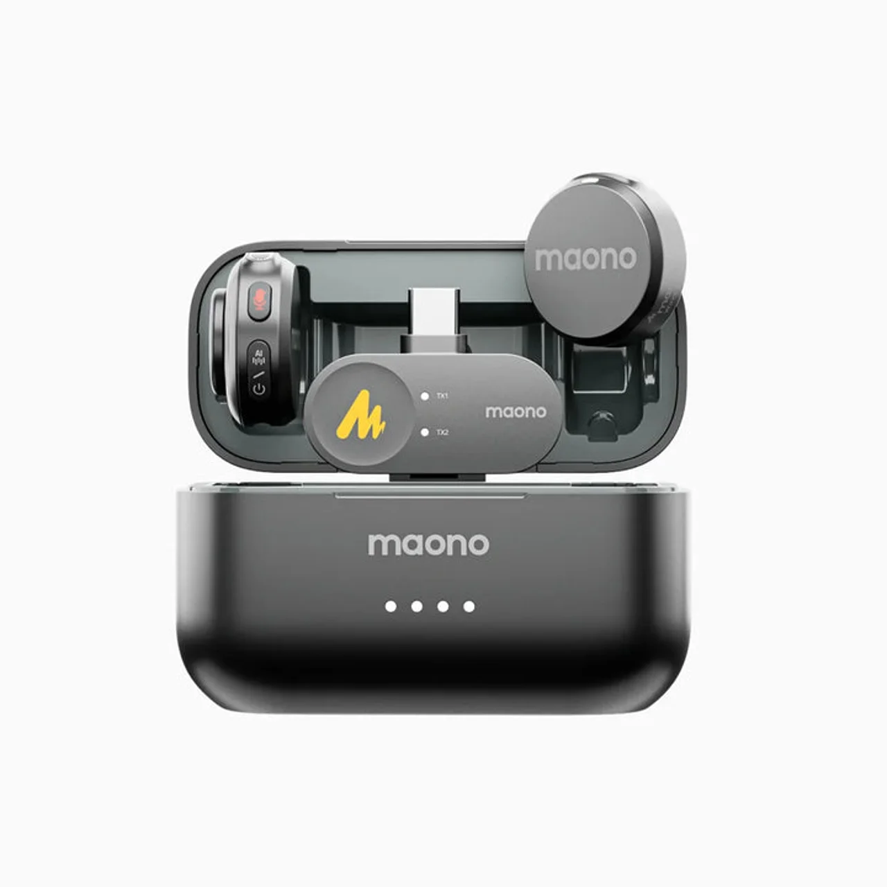 میکروفون یقه‌ای بی‌سیم مائونو مدلmaono Wave T5 WM650 PC2 نسخه Type-C با کیس شارژ