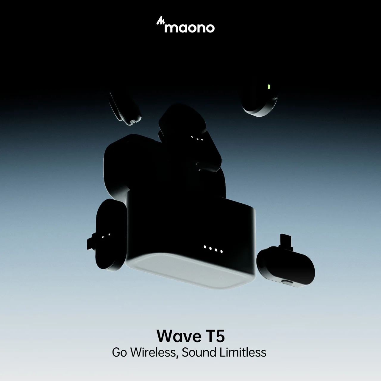 میکروفون یقه‌ای بی‌سیم مائونو مدلmaono Wave T5 WM650 PC2 نسخه Type-C با کیس شارژ
