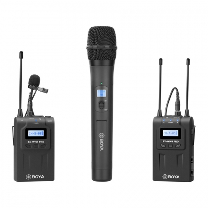 کیت میکروفن یقه‌ای و میکروفن دستی بی‌سیم بویا مدل BOYA BY-WM8 PRO-K4