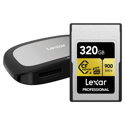 کارت حافظه لکسار مدل Lexar 320GB Professional CFexpress Type A GOLD Series (به همراه کارت خوان مخصوص)