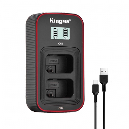 شارژر دوتایی باتری سونی FW50 برند Kingma (به همراه کابل شارژ و آداپتور)