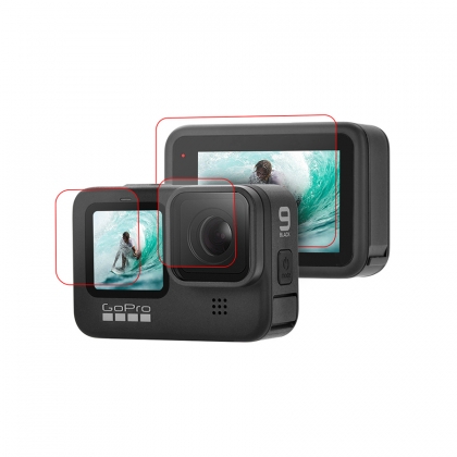 گلس محافظ صفحه نمایش و لنز دوربین گوپرو HERO9 (سه تکه)
